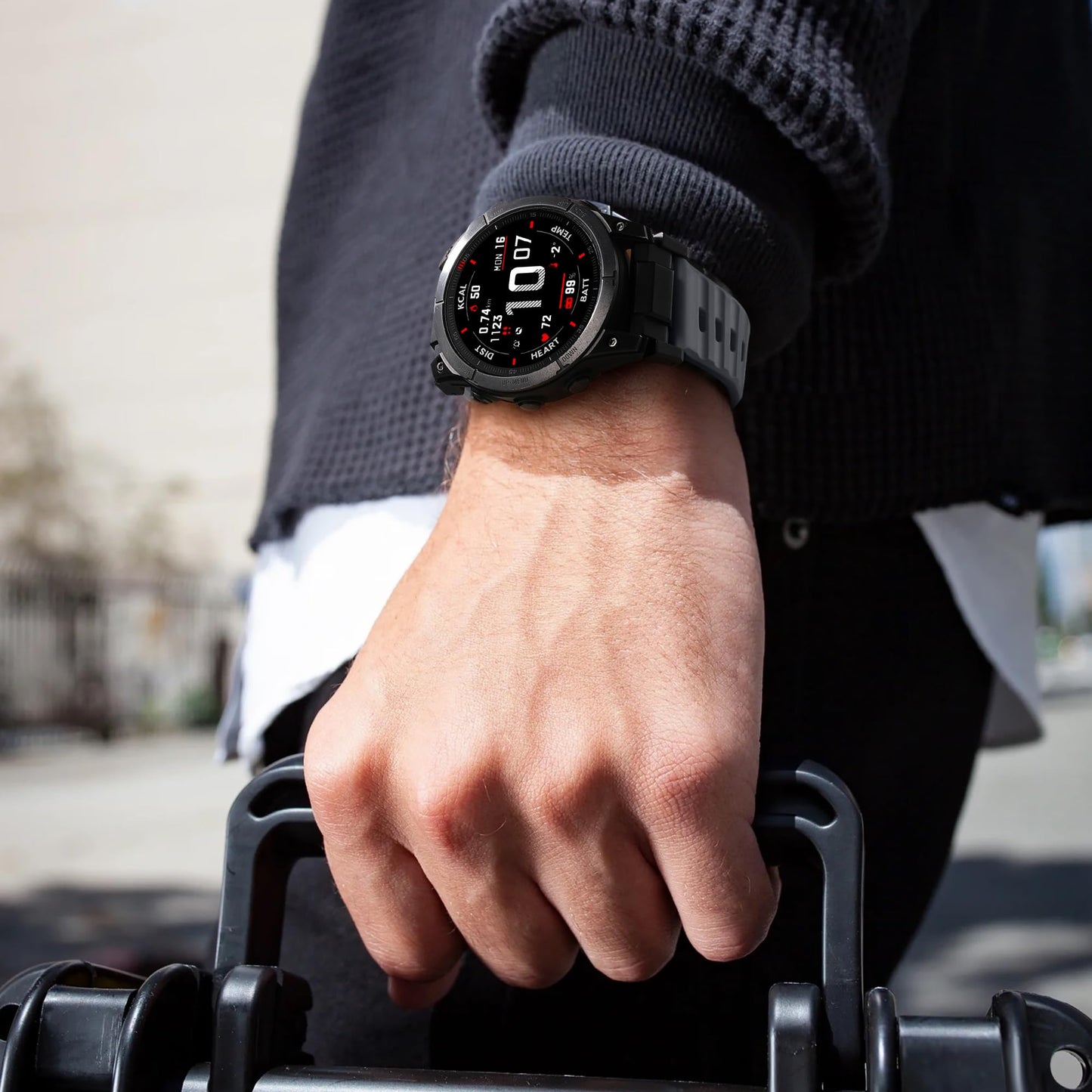 Bandletic Compatible with Garmin Instinct Watch Bands - Stainless Steel Silicone Rugged Strap Quick Fit 22mm Watch Band for Fenix E/8/7/6/5/Forerunner 965/955/945/935/745/Epix 2/Approach S70/S62/S60