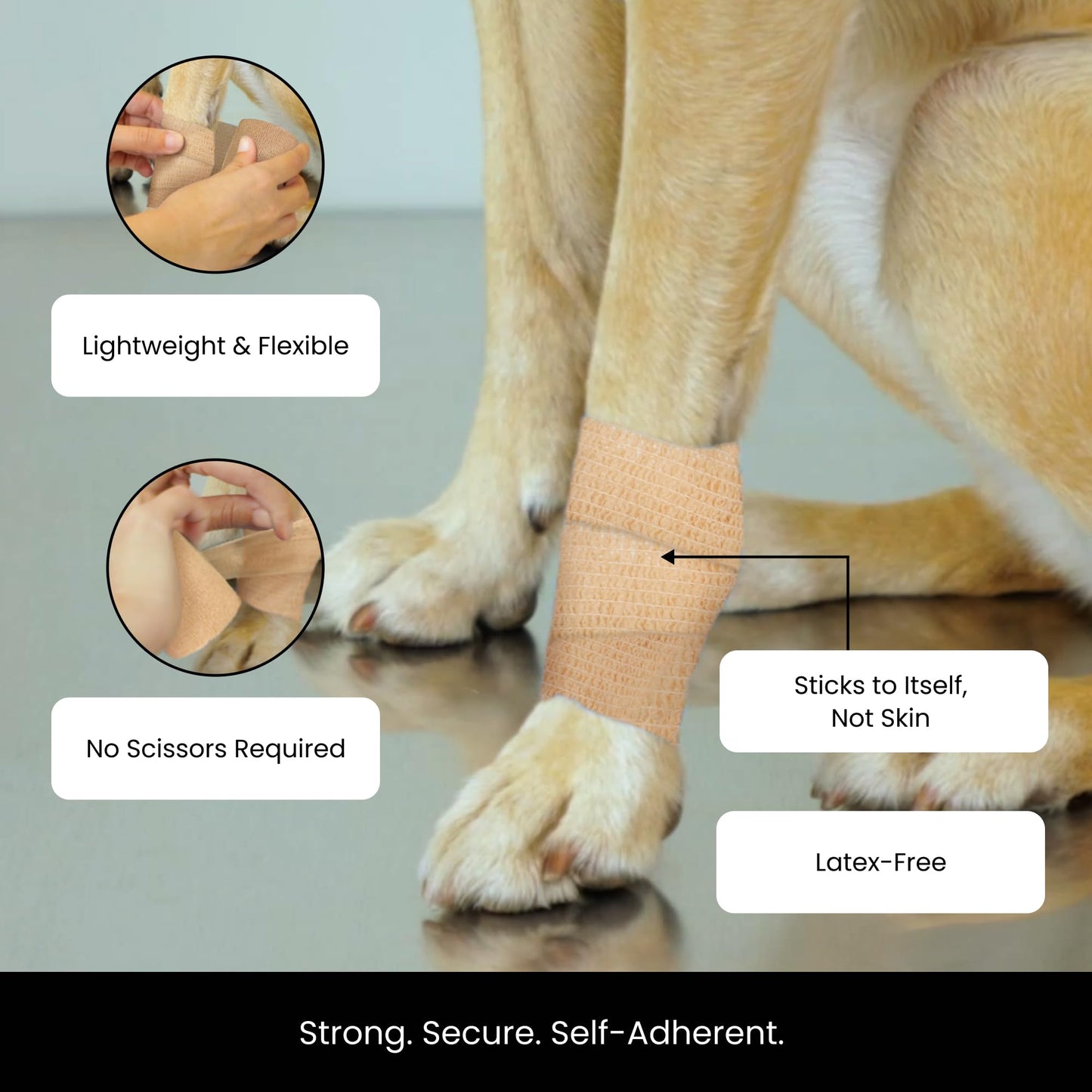 Juvale Cohesive Bandage Vet Wrap Rolls - Sprain & Strain Support Elastic Bandage & Vet Wrap for Dogs & Horses - Self-Adherent Dog Wound Care Tape - First Aid & Sports Tape - 12 Count, 4 in x 5 yd
