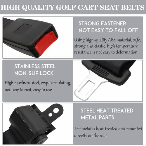 HOOTO Golf Cart Seat Belts(4 Pack), Universal Golf Cart Seat Belt Kit for Yamaha Club Car EZGO Go-Kart ATV UTV, 42" Retractable Club Car Seat Belts (Without Mounting Bar)