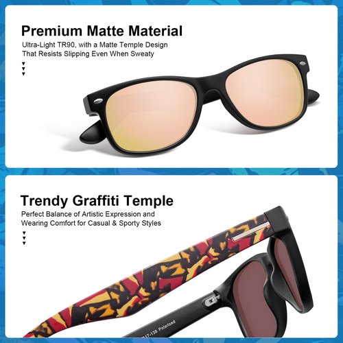CARFIA Polarized Sunglasses Men Womens UV Protection,TR90 Lightweight Frame Sports Life Style Outdoor Running Sun Glasses