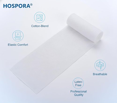 Hospora Medical Elastic Cotton Gauze Roll - 4 Inch Conforming Stretch for First Aid | 24 Individual Packs