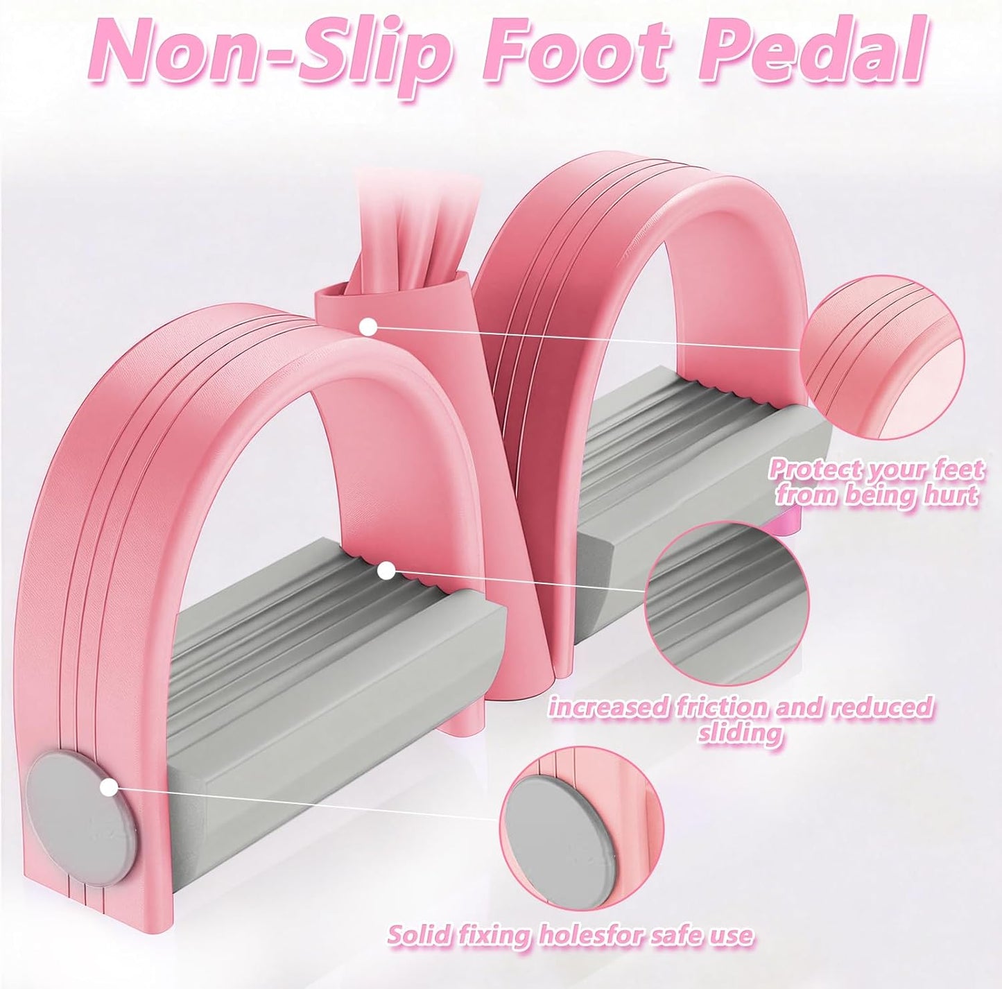 Skiennix 8-Tubes Pedal Resistance Band - Multifunctional Exercise Rope for Full Body Workout | Pink