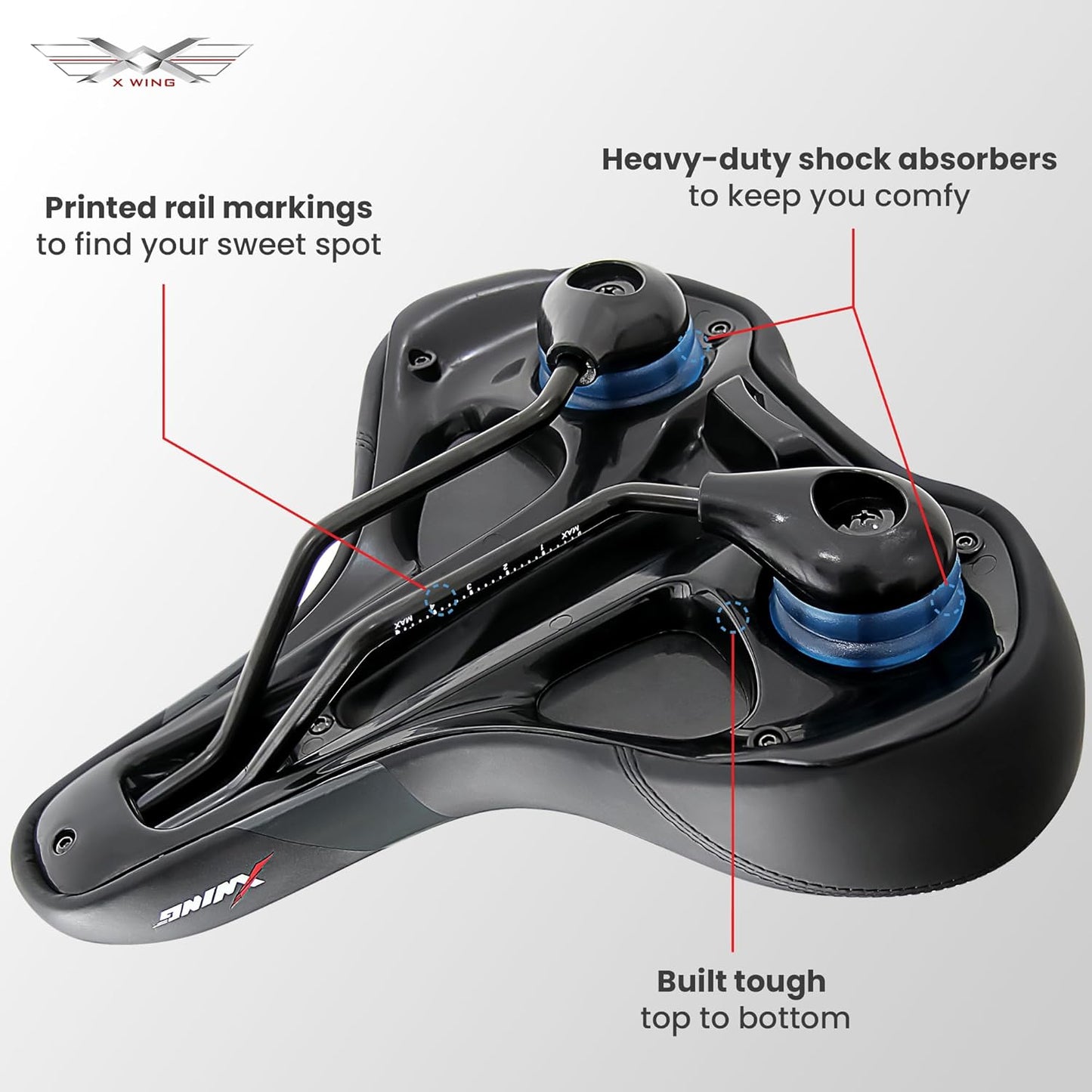 X WING Comfort Bike Seat - Innovative 5-Zone Design with Memory Foam for City, MTB & Trekking Bikes