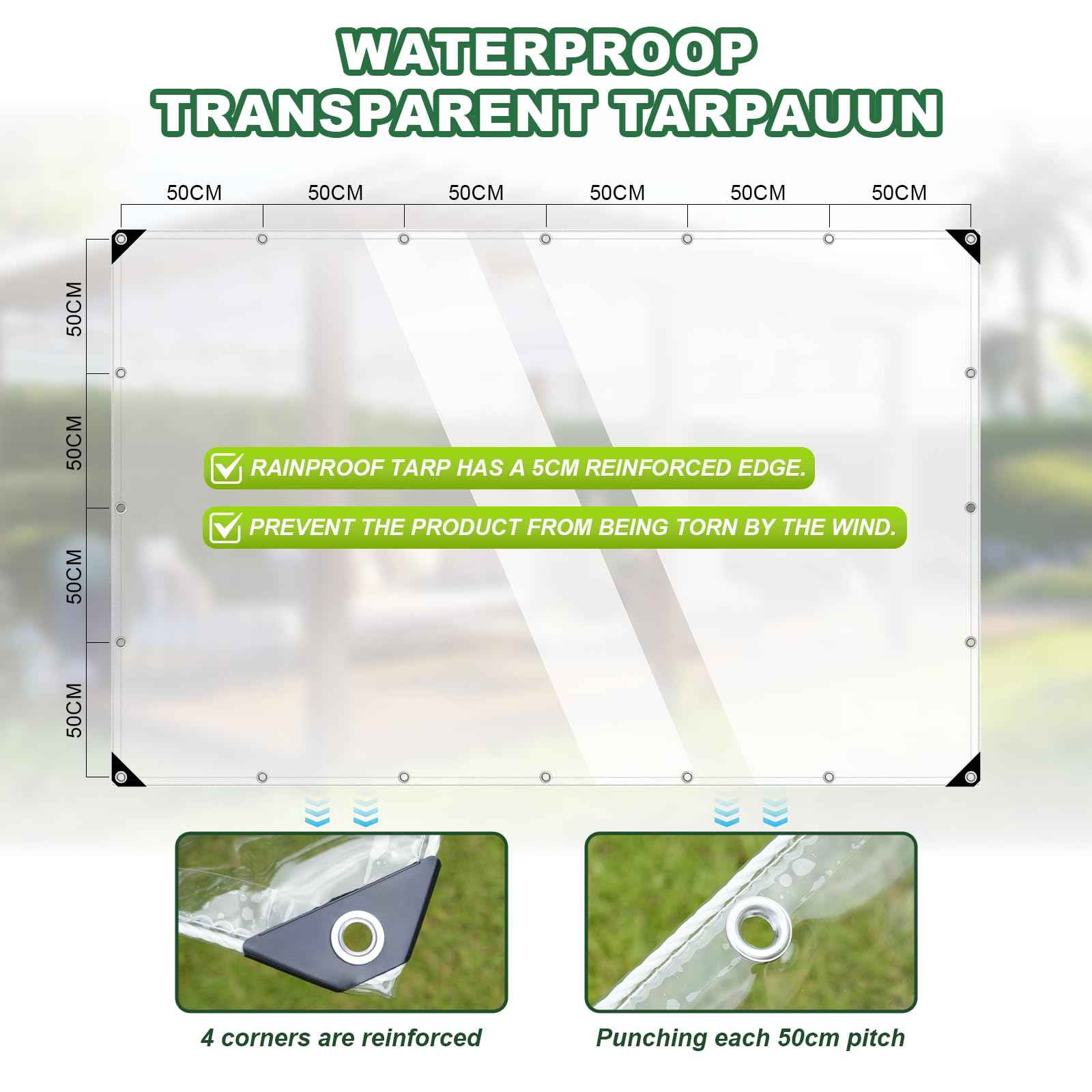 Clear Tarp,6x20ft Clear Tarps with Grommets,14 MiL Heavy Duty Waterproof with Reinforced Edge for Patio and Pavilion,Porch and Outdoor Garden Household Tarpaulin