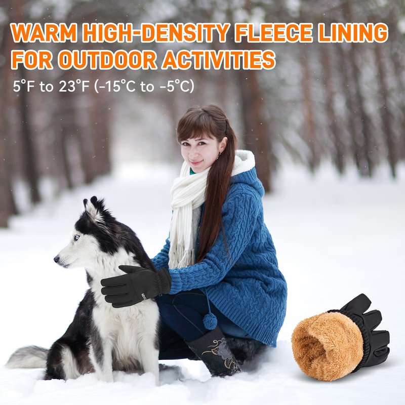 ihuan Winter Gloves for Men Women, Waterproof Warm Ski Snow Gloves Cold Weather, Thermal Touchscreen Skiing, Snowboarding, Motorcycle Running Driving Hiking Cycling Stocking Stuffers