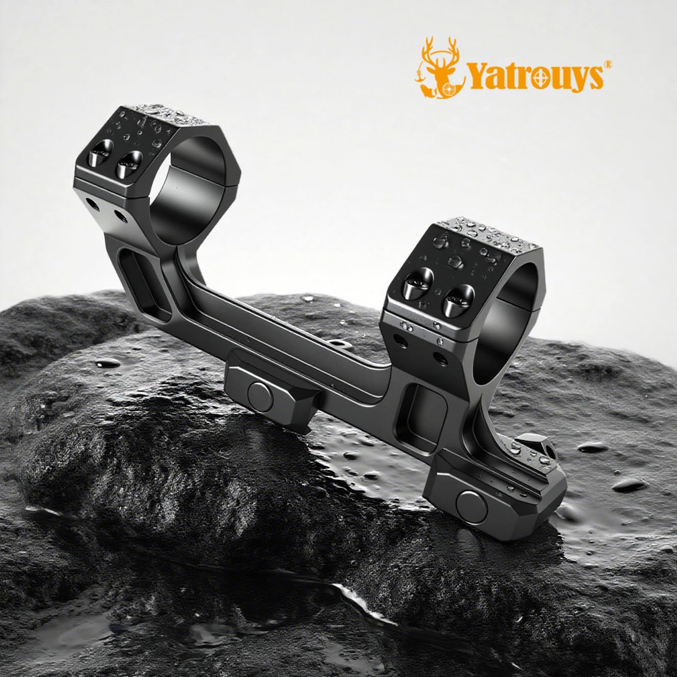 Yatrouys 30mm Cantilever Scope Mount, Offset Dual Ring One-Piece Lightweight 1.5 inch Center Height Scope Rings Mounts