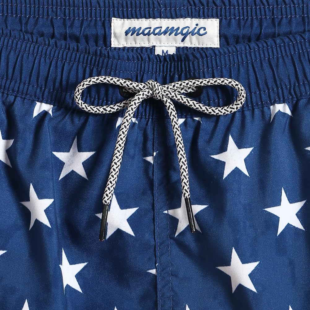 maamgic Mens Swim Trunks Quick Dry Swim Shorts with Mesh Lining Funny Swimwear Bathing Suits 7inch USA Flag Medium