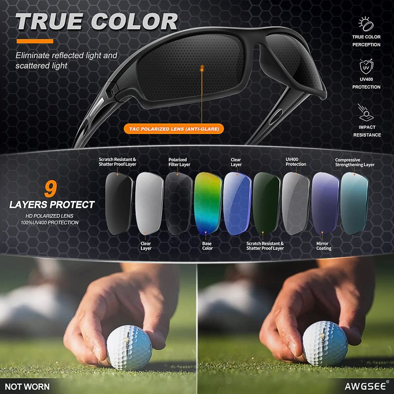 AWGSEE 3PACK Polarized Sports Sunglasses for Men Driving Golf Fishing Running Sun Glasses UV400 Protection