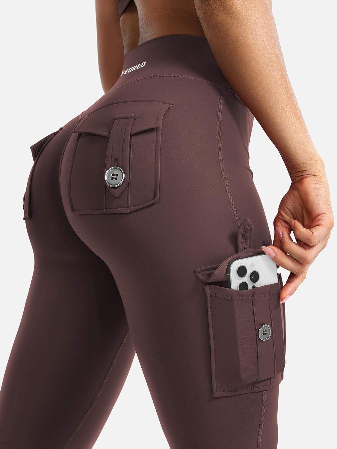 YEOREO CoreFlex Women's High-Waisted Flare Leggings - Hidden Pockets | No Front Seam Gym Yoga Pants