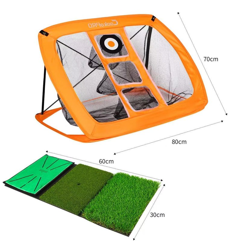 CookoPRO Golf Chipping Net Set,Pop Up Net with Durable Rubber Training Mat,10 Golf Tees,6 Practice Balls,6 Foam Balls and Carry Bag for Indoor & Outdoor Game