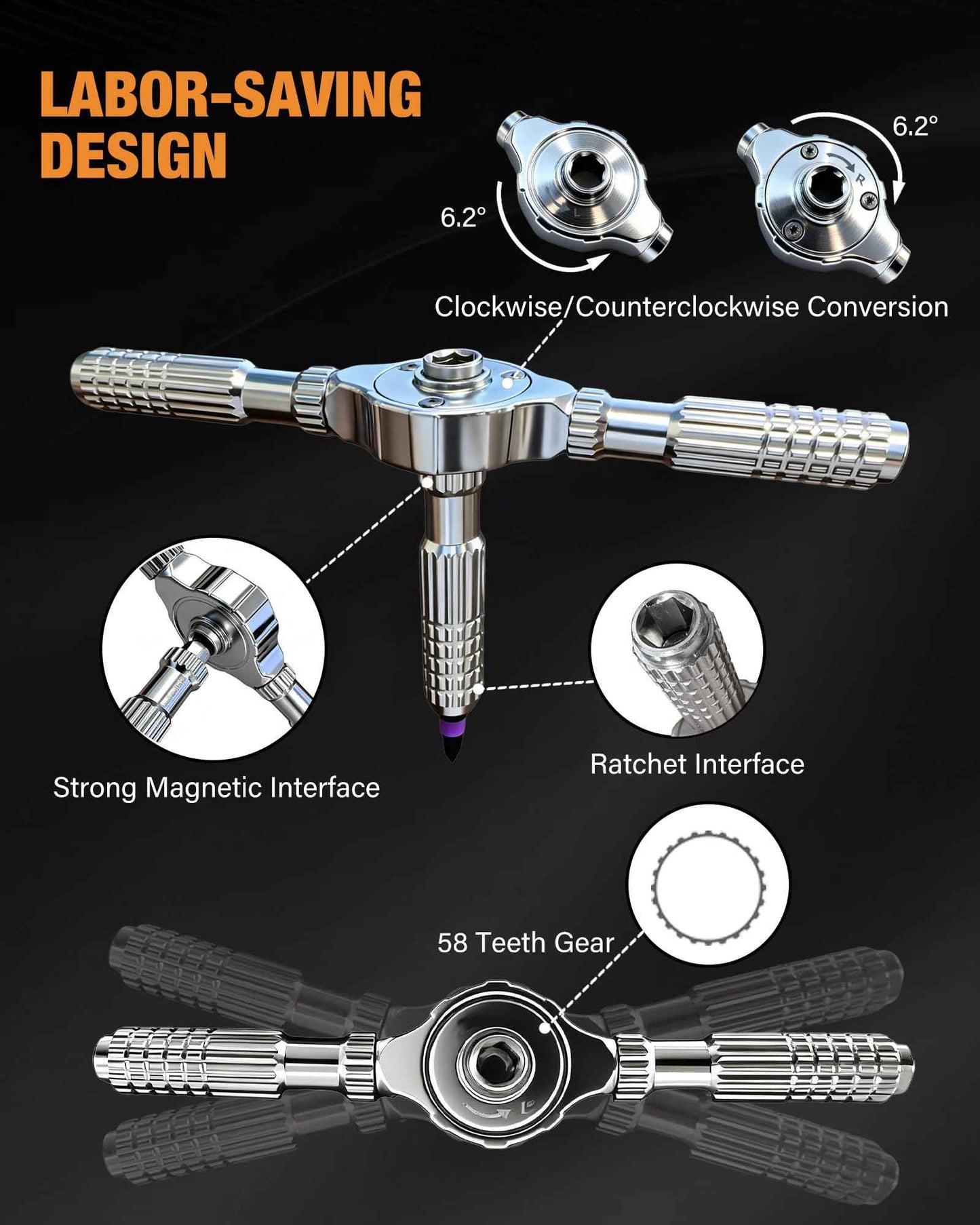 40 in 1 Magnetic Screwdriver Set, Detachable T Handle Ratchet Screwdriver Set, Portable DIY Ratcheting Screwdriver Multi S2 Steel Bits Repair Small Tool Kit for Computer, Mobile, Bicycle, Furniture