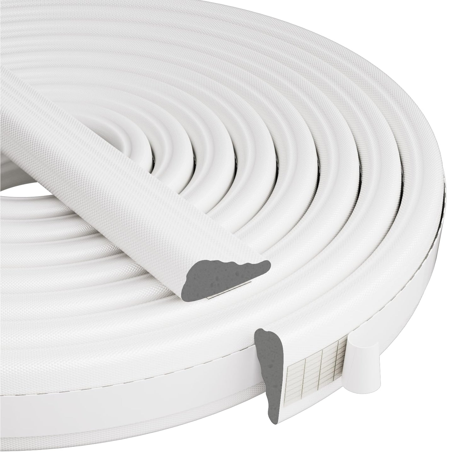 Kneelisa Wedge-Shape Window Weather Stripping Door Frame Seal Strip 118” White,Upgrade Black Foam,Soundproofing,Draft Stopper,Winter Insulation,Noise Blocker, Gap Filler for Exterior Front Door Side