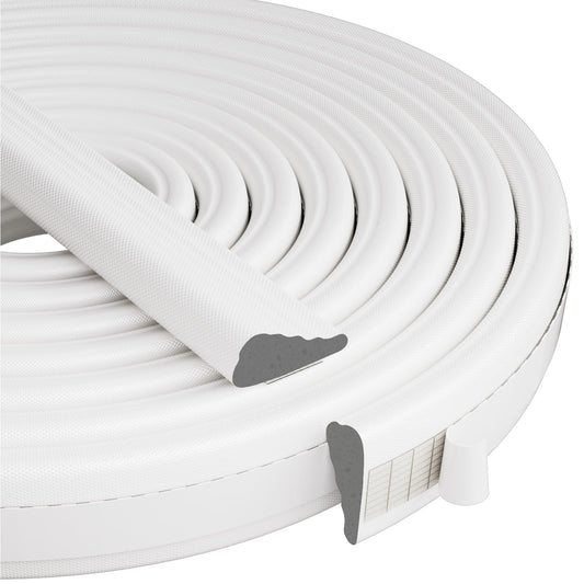 Kneelisa Wedge-Shape Window Weather Stripping Door Frame Seal Strip 118” White,Upgrade Black Foam,Soundproofing,Draft Stopper,Winter Insulation,Noise Blocker, Gap Filler for Exterior Front Door Side
