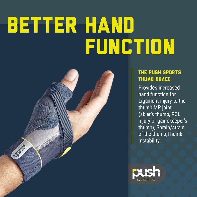 Push Sports Thumb Brace - Stabilizes Skier's Thumb, Optimizes Function (Right Medium)
