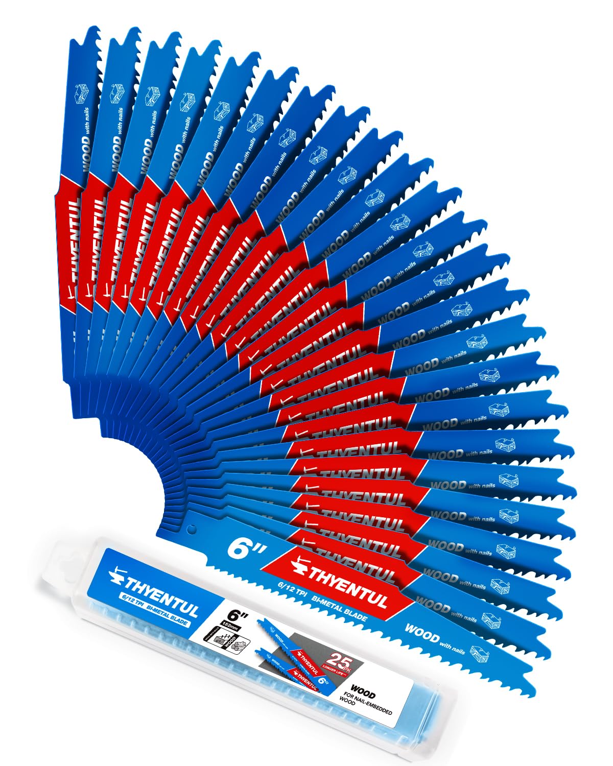 25-Pack 9-Inch Bi-Metal Reciprocating Saw Blades - 14/18 TPI for Medium Metals