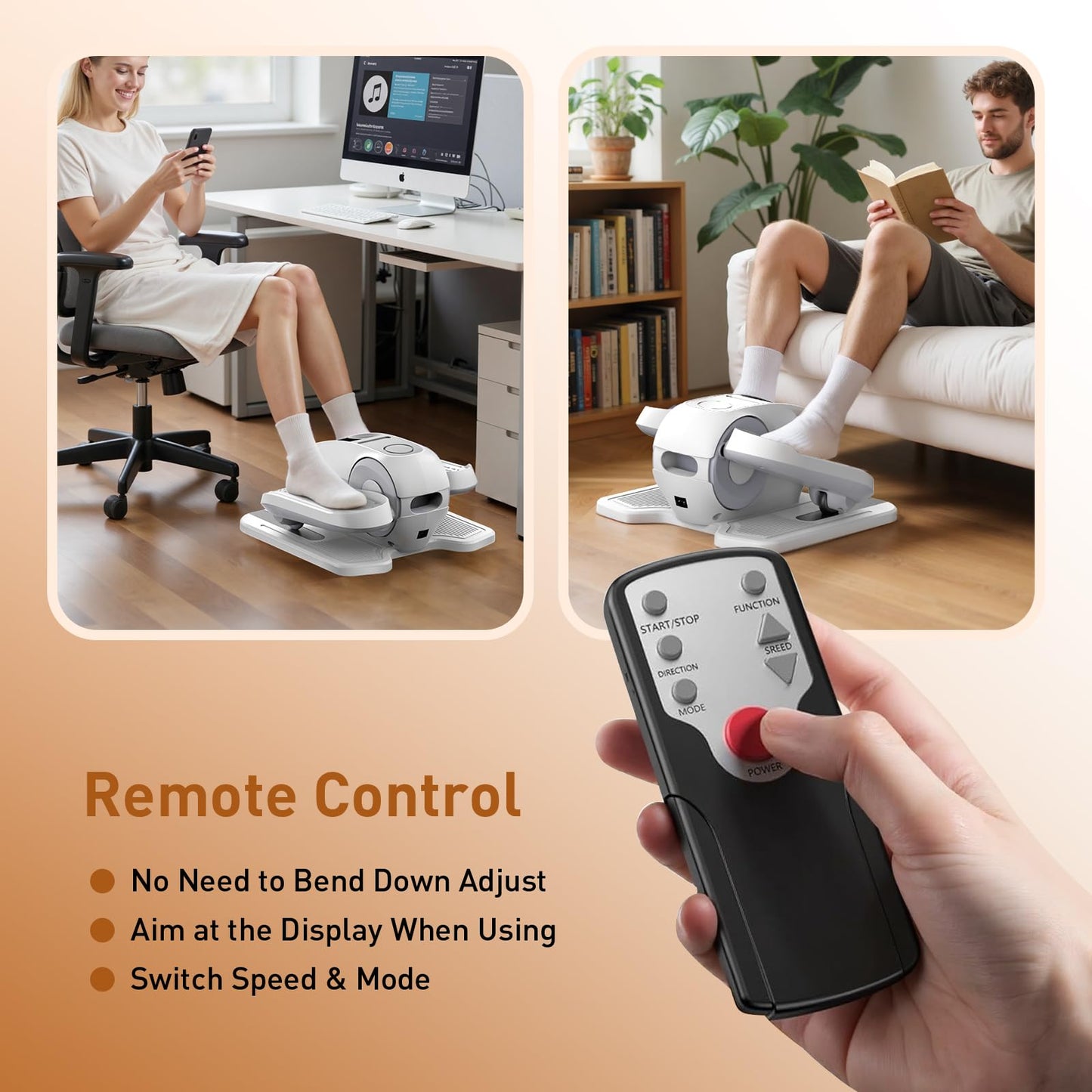 STYNGT Under Desk Elliptical Exercise Machine, Elliptical Leg Exerciser as Seen on TV, 12 Speeds Leg Exerciser While Sitting for Seniors, Electric Seated Foot Pedal Exerciser for Home Gift for Women