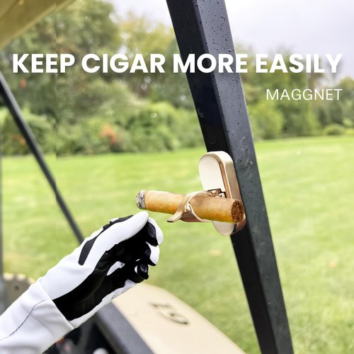 Magnetic Cigar Holder for Golf Cart, Sturdy Aluminum Cigar Holder,Fits 30-60 Ring, Ultimate Golf Accessory.