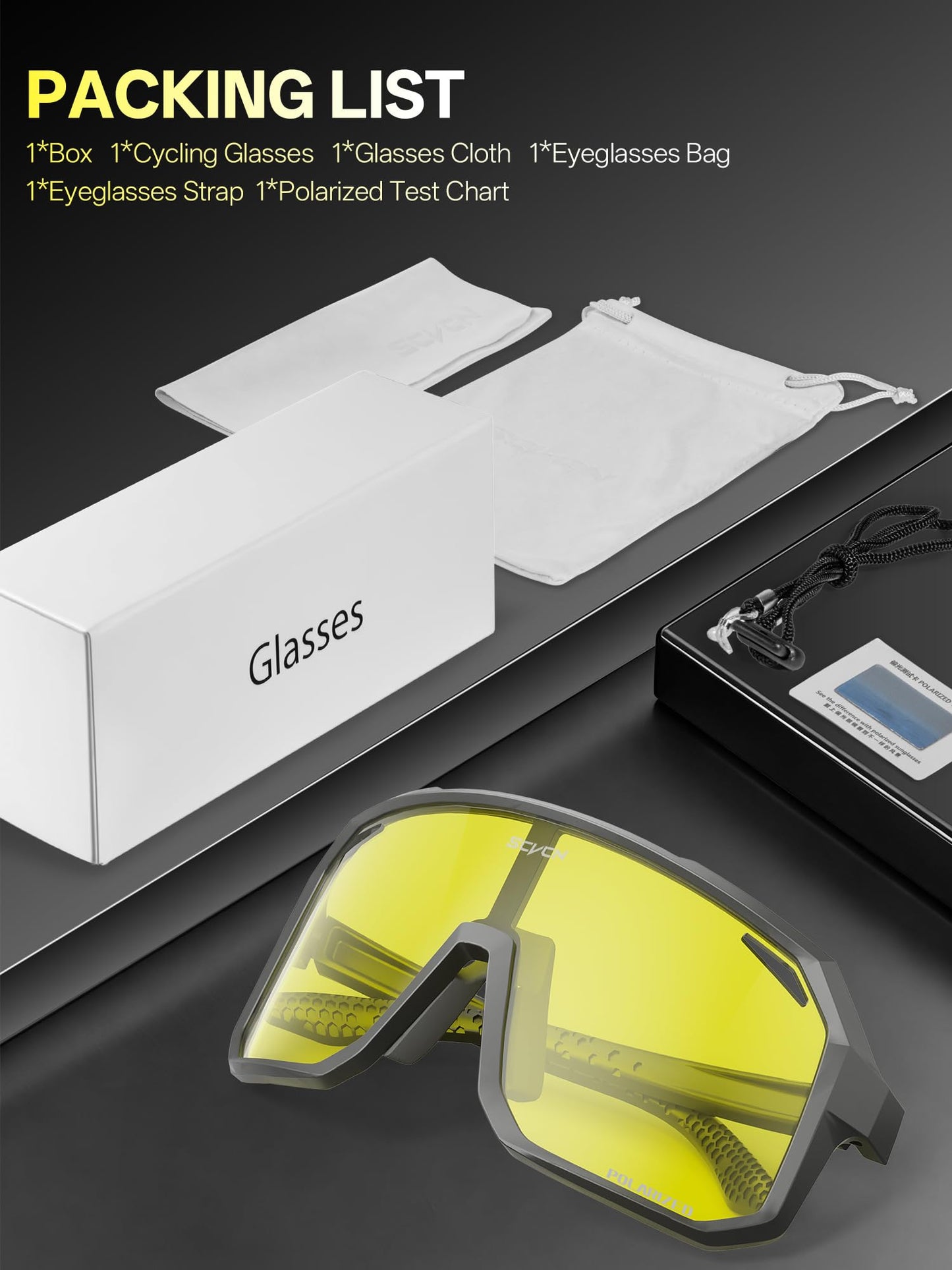 SCVCN Night Vision Driving Glasses Anti Glare Polarized Yellow Lens Women Men Goggles Sport Sunglass Bicycle MTB Running Cycling Mountain Bike Biking BMX Fishing Running 501