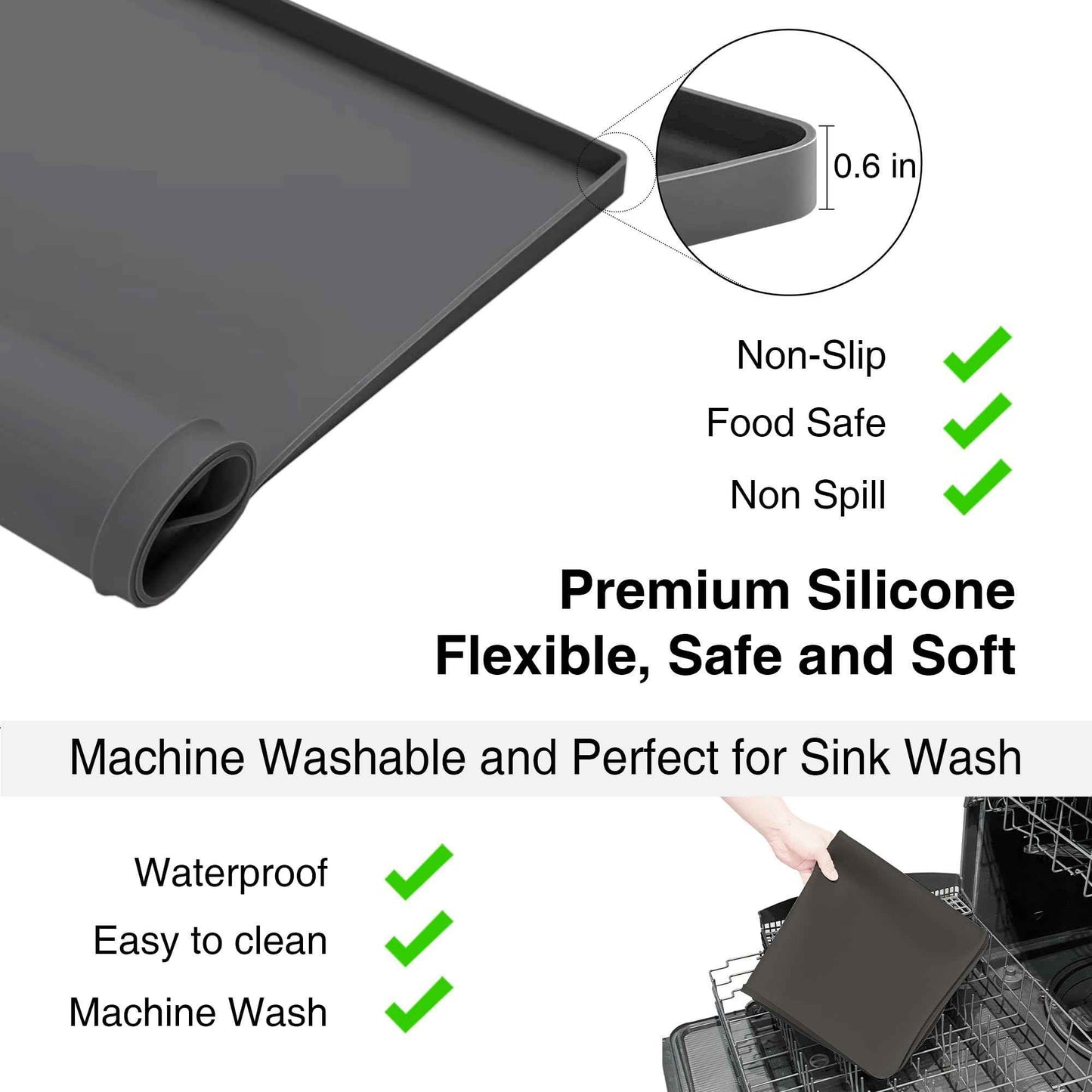 SEIRI 1pcs Washer and Dryer Covers for the Top, 26" x 18" Silicone Dryer Top Protector Mat Non-slip Waterproof Washing Machine Cover Protector Top Load for Laundry & Kitchen (Dark Gray)