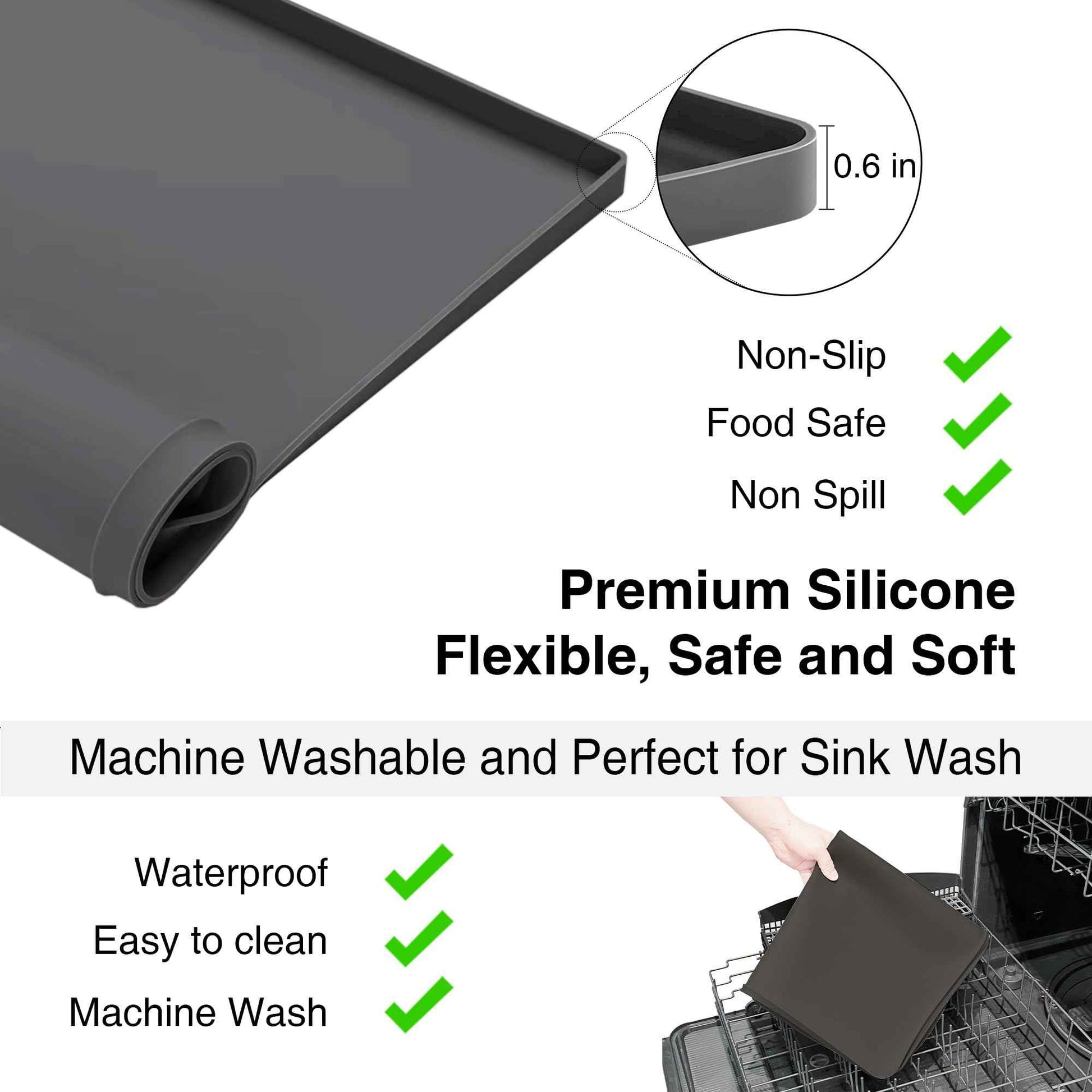 SEIRI 1pcs Washer and Dryer Covers for the Top, 26" x 18" Silicone Dryer Top Protector Mat Non-slip Waterproof Washing Machine Cover Protector Top Load for Laundry & Kitchen (Dark Gray)