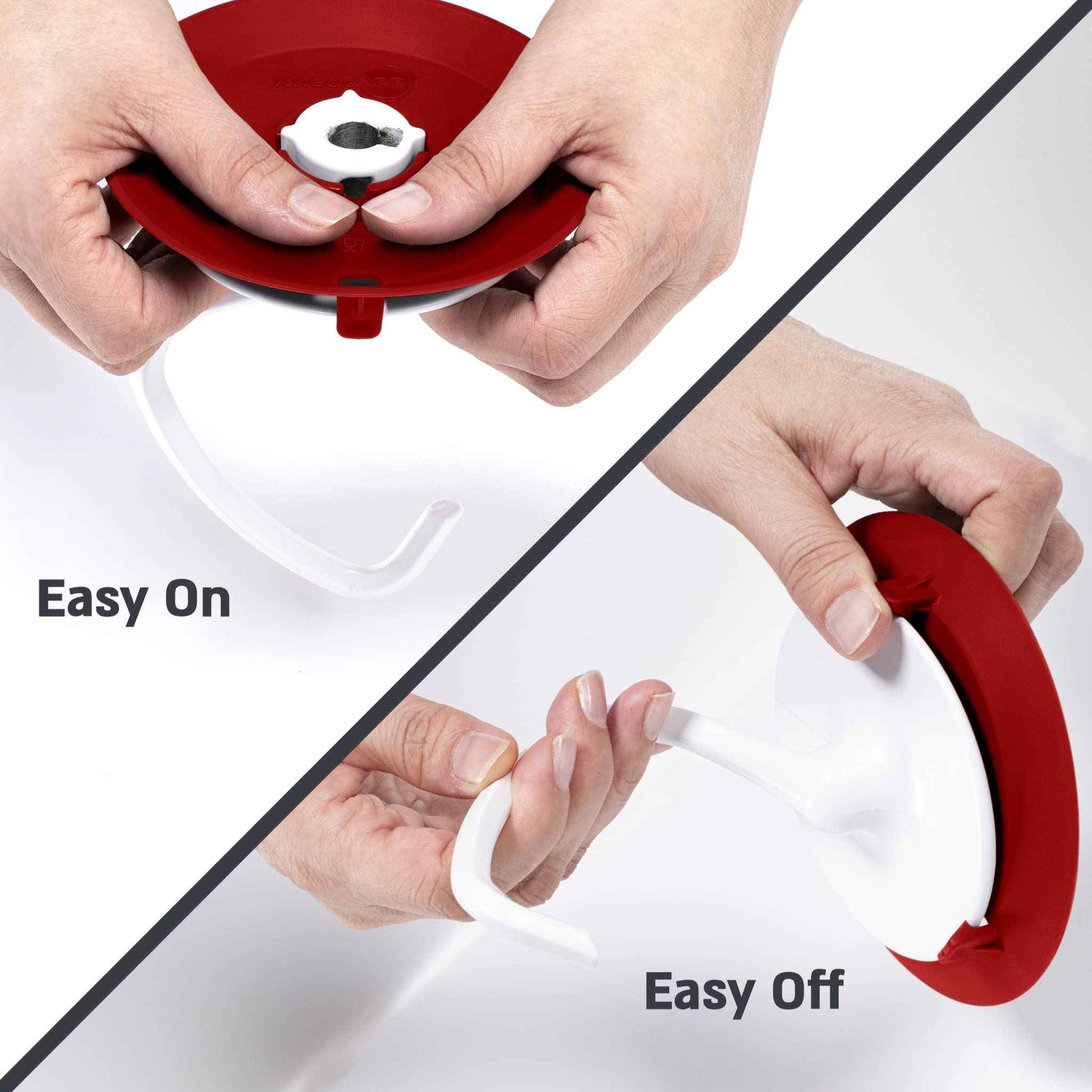 KneadAce Dough Hook Shield For Kitchen Aid - Prevents Your Dough from Climbing Up and Clogging Up Your Mixer – Mess Free Mixer Accessory Compatible With Most KitchenAid C Shape Dough Hooks (Red)