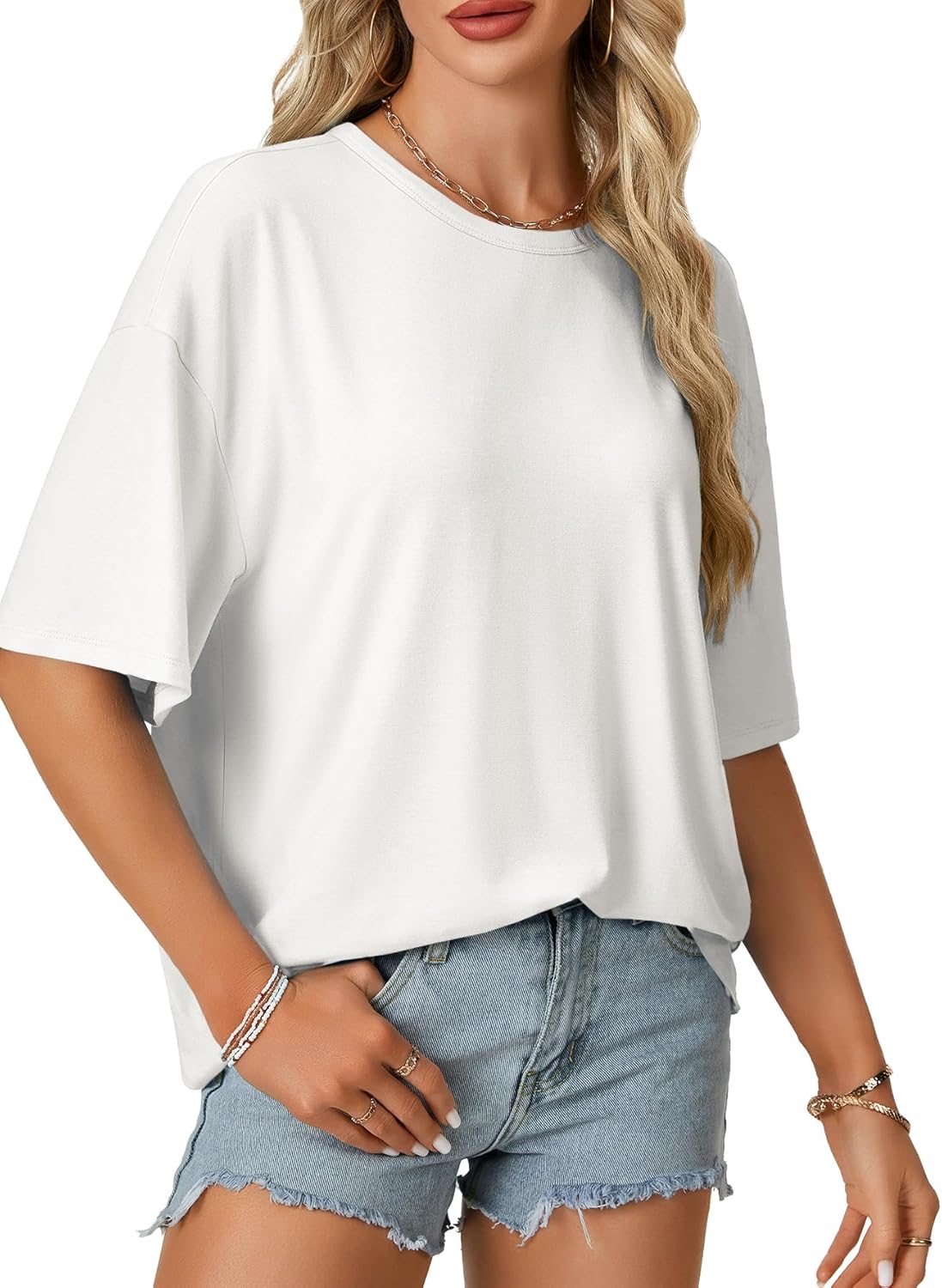 Rooscier Women's Open Back Workout Top - Oversized Backless Half Sleeve Casual Tee | Y2K Style