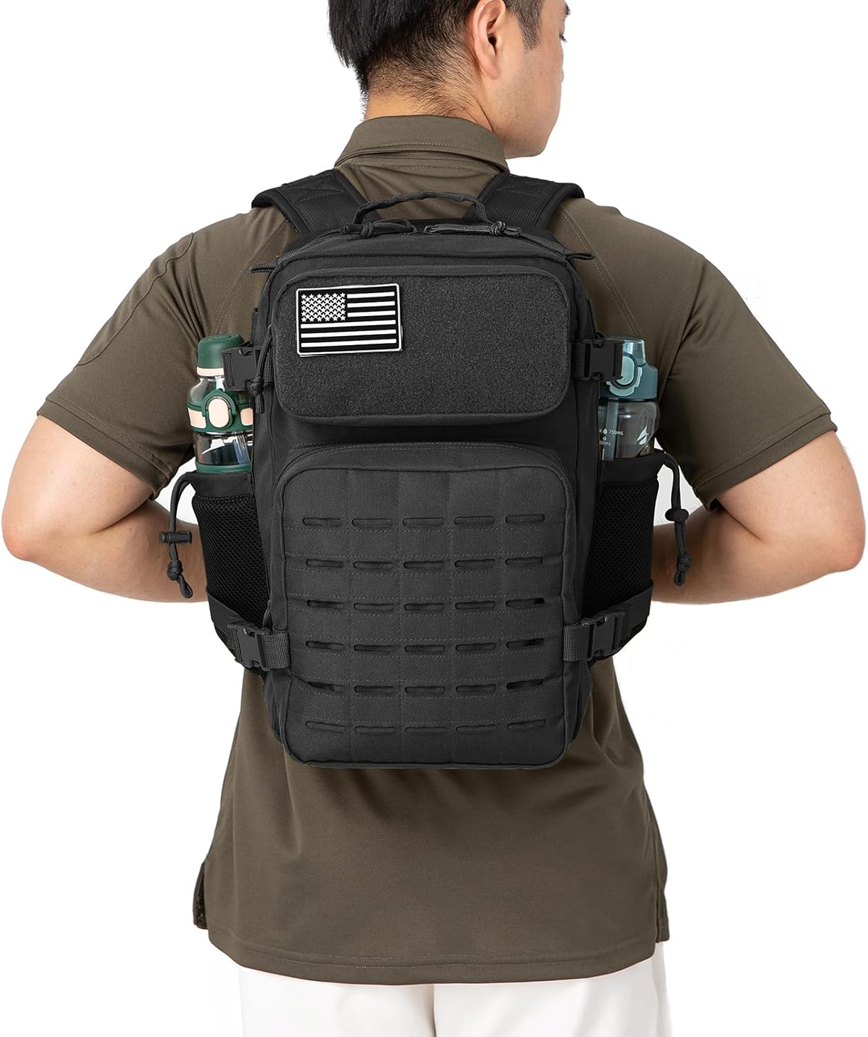 QT&QY Military Tactical Backpack - 25L/45L Molle Daypack for Men | Hiking Rucksack with Bottle Holder