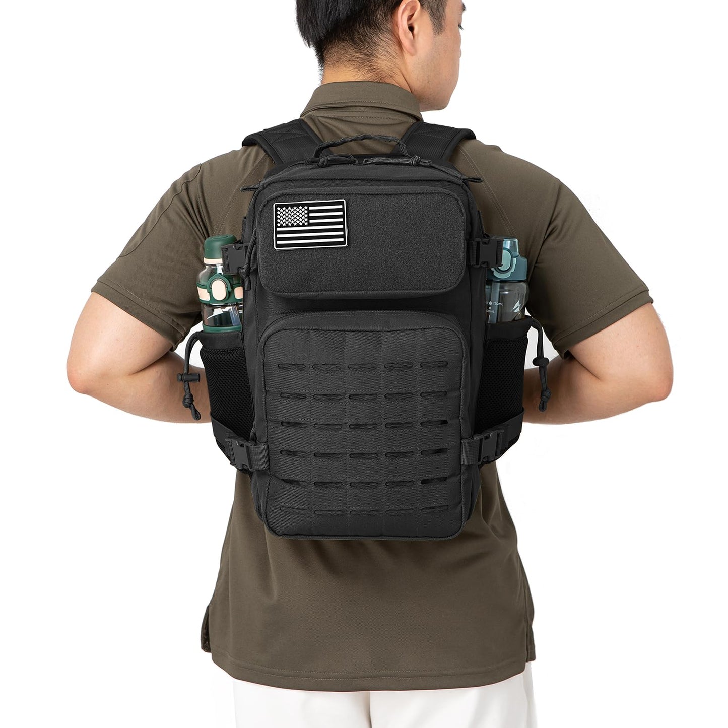 QT&QY 25L/45L Military Tactical Backpack For Men Molle Daypack 3 Day Bug Out Bag Hiking Rucksack With Bottle Holder