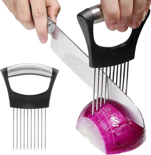 JAYVAR Onion Holder - Stainless Steel Vegetable Cutter for Slicing Onions, Tomatoes & More