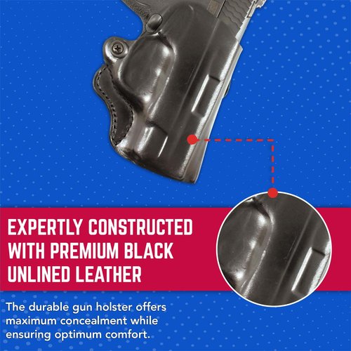 DeSantis Mini Scabbard, Gun Holster with Secure Grip, Leather Molded, Right Hand Draw, Unisex, Black, FITS:S&W M&P SHIELD 9/40 ,S&W M&P SHIELD M2.0 9/40