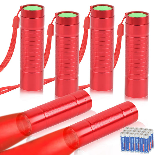 Hilngav 6 Pack Red Light Flashlight Mini, Small LED Red Flashlights Torch for Astronomy, Aviation, Night Observation and Animal Observation