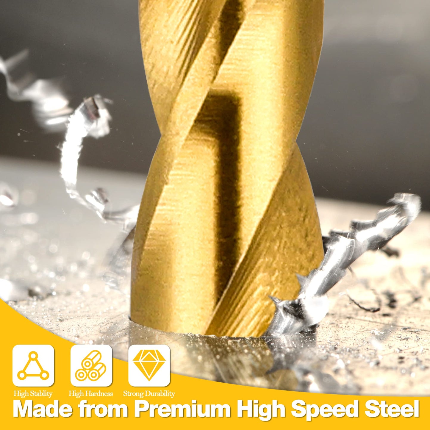 1/8" Titanium Drill Bits, HSS Metal Jobber Length Twist Drill Bits, 135° Split Point, Suitable for Drilling in Metal, Plastic, Wood, Pack of 20pcs, BECOLLO…