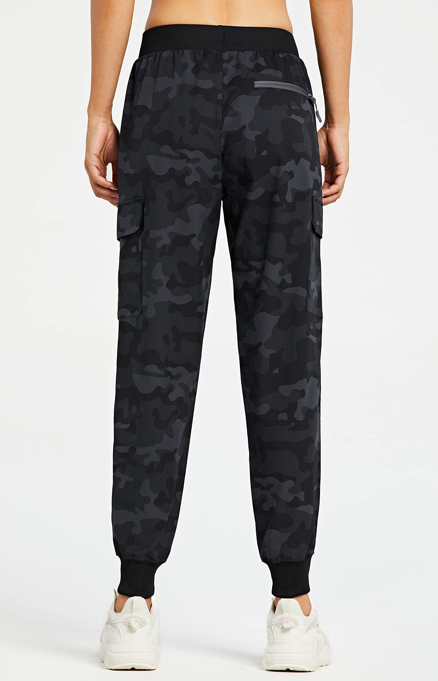 Libin Women's Camo Cargo Joggers Lightweight Quick Dry Hiking Pants Athletic Lounge Casual Travel, Camo Black L
