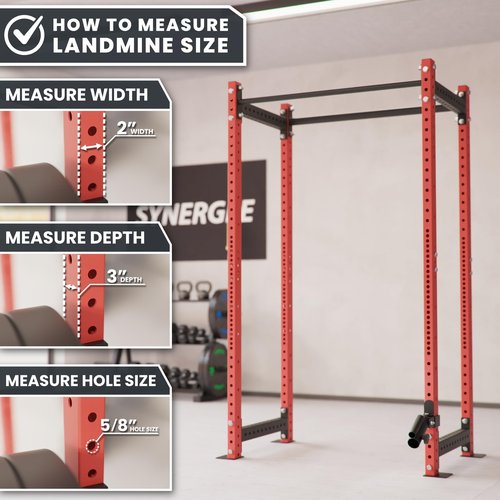 Synergee Landmine Attachment for 2x3 Power Racks with 5/8" Holes. Rack-Mounted Landmine Trainer for Rows, Presses, Twists & Core Strength. Compatible with 1" & 2" Barbells.