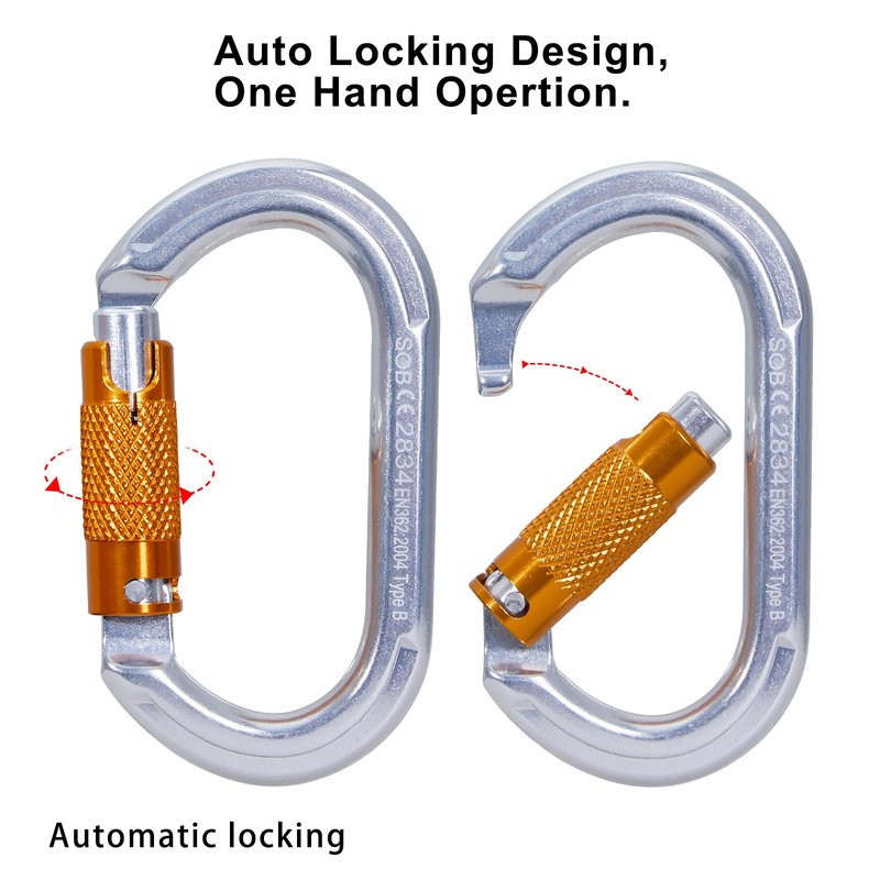 SOB Auto Locking Climbing Carabiner Clips 6Pack 22KN Heavy Duty Asymmetrical Carabiner Connector Used for Rappelling Gear Rescue Outdoor Projects Dog Leash