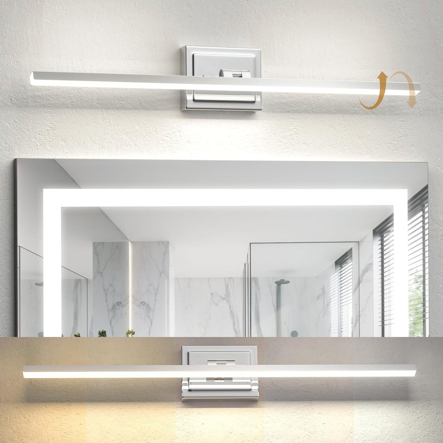 NIORSUN 24-Inch Dimmable LED Bathroom Vanity Light Fixture - Modern Black Over Mirror Lighting, 5CCT, ETL Certified