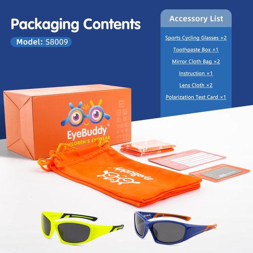 EYEBUDDY Kids Sunglasses Baseball Sunglasses Boys Girls Softball Sports Sun Glasses Polarized UV Protection Age 6-12