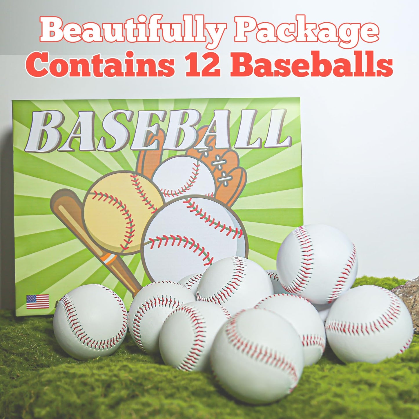 Disents 12 Pack Standard Size T-Ball Training Baseballs - Youth/High School Baseball Bulk Practice Balls, Rubber Filling - 100% Faux Leather Soft Baseballs for Kids