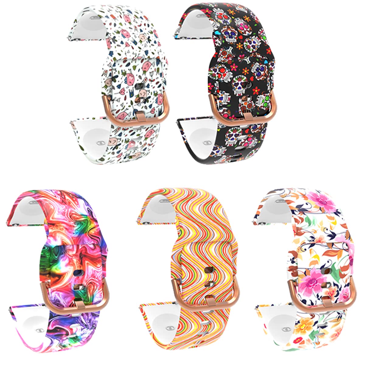 TenCloud 5 Pack Bands Compatible with Amazfit Active 2 Smartwatches Silicone Band Sport Wristbands
