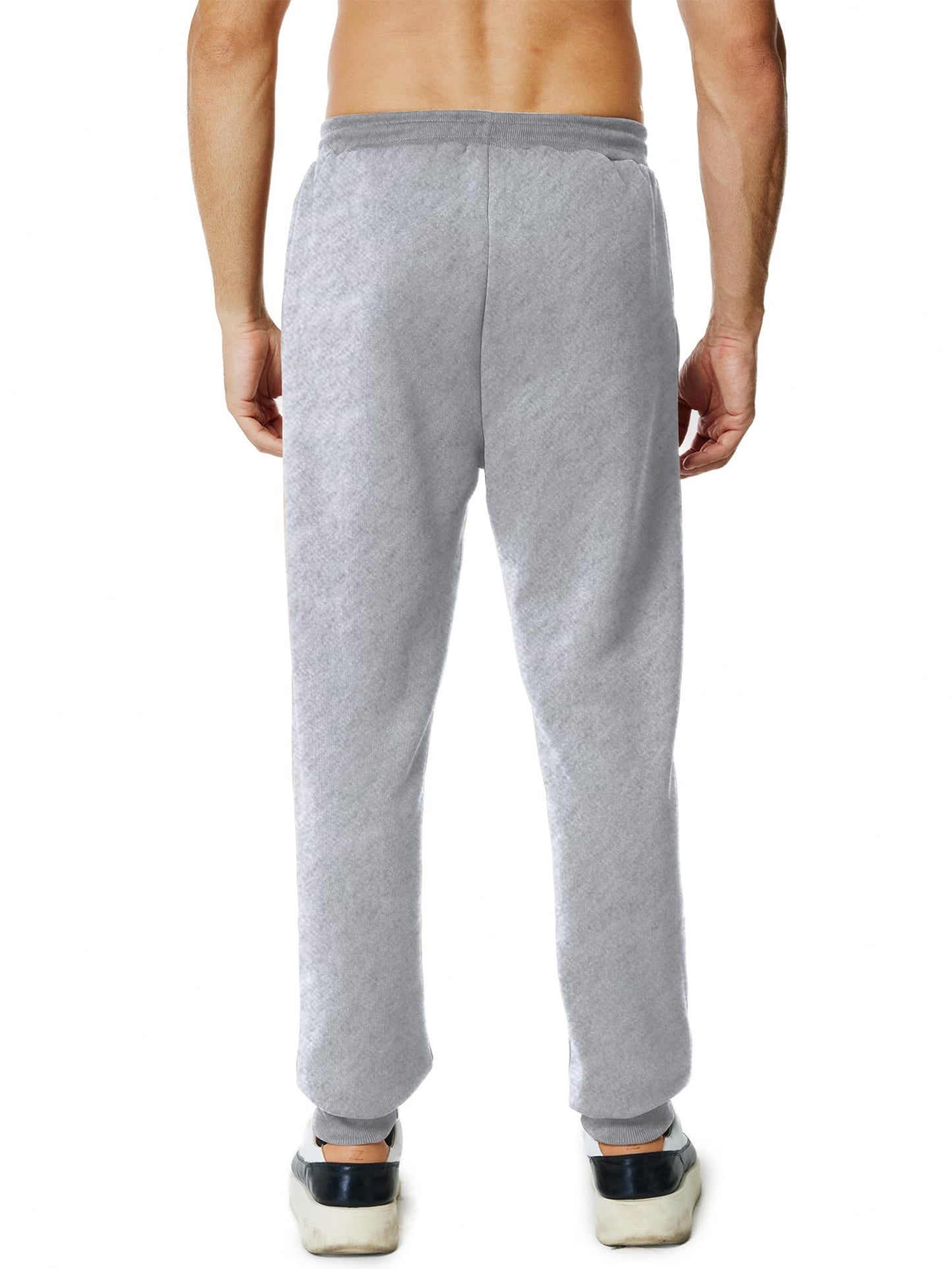 Menoio Mens Sweatpants with Zipper Pockets Workout Fleece Athletic Pants Casual Drawstring Jogger Pants Grey