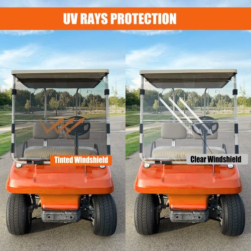 TechInovat Tinted/Smoke Golf Cart Windshield (2007-2016) for Yamaha G29 Drive Folding Down Gas or Electric Golf Cart