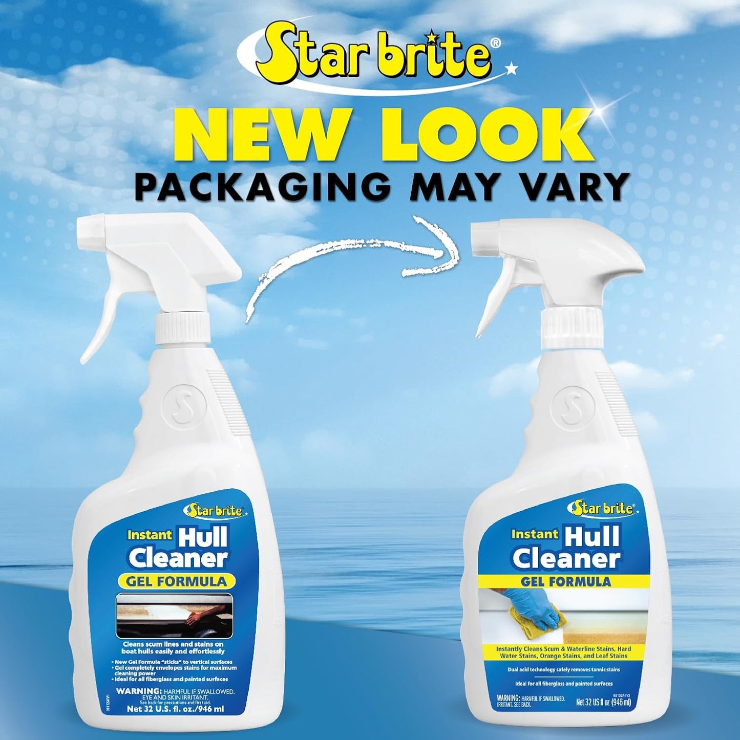 Star Brite Instant Hull Cleaner - 32 Oz Gel Spray for Effortless Stain Removal on Boats & Fiberglass