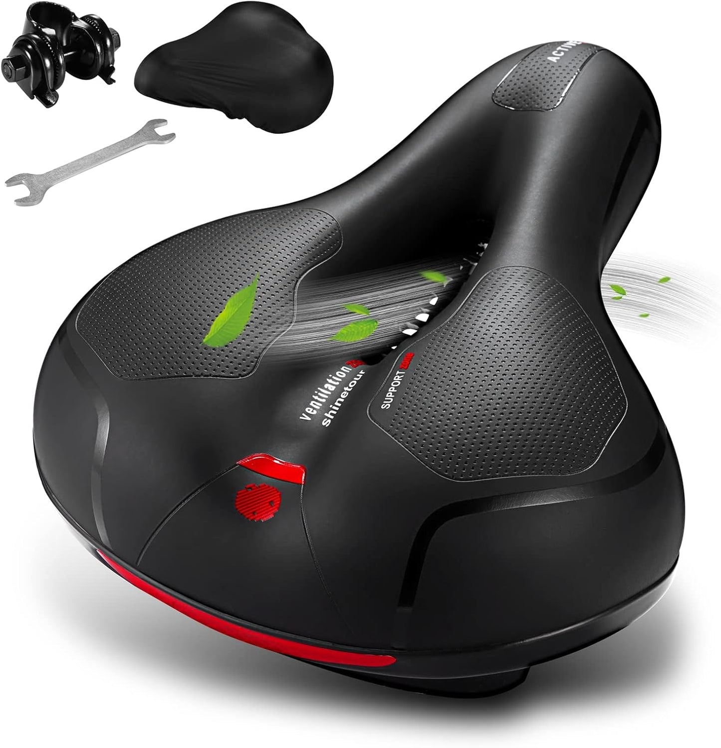 Skiennix Comfortable Bicycle Seat Cushion - Dual Shock Absorbing Memory Foam | Waterproof & Wide Design