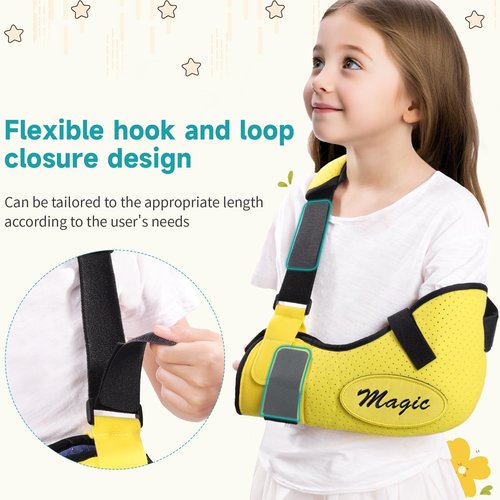 ENLUNTRA Arm Sling Shoulder Injury Brace for Kids,Kids Arm Sling Shoulder Immobilizer with Waist Strap,Wrist, Elbow,Clavicle Fracture Post-Surgery(Yellow)