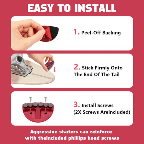 Sexkeeplood Skateboard Spark Plate,Spark Plate Foot Pressure Slider -Red Skateboard Friction Spark Tool,Skateboarder's Accessory for Ride,Red,(Pack of 2)