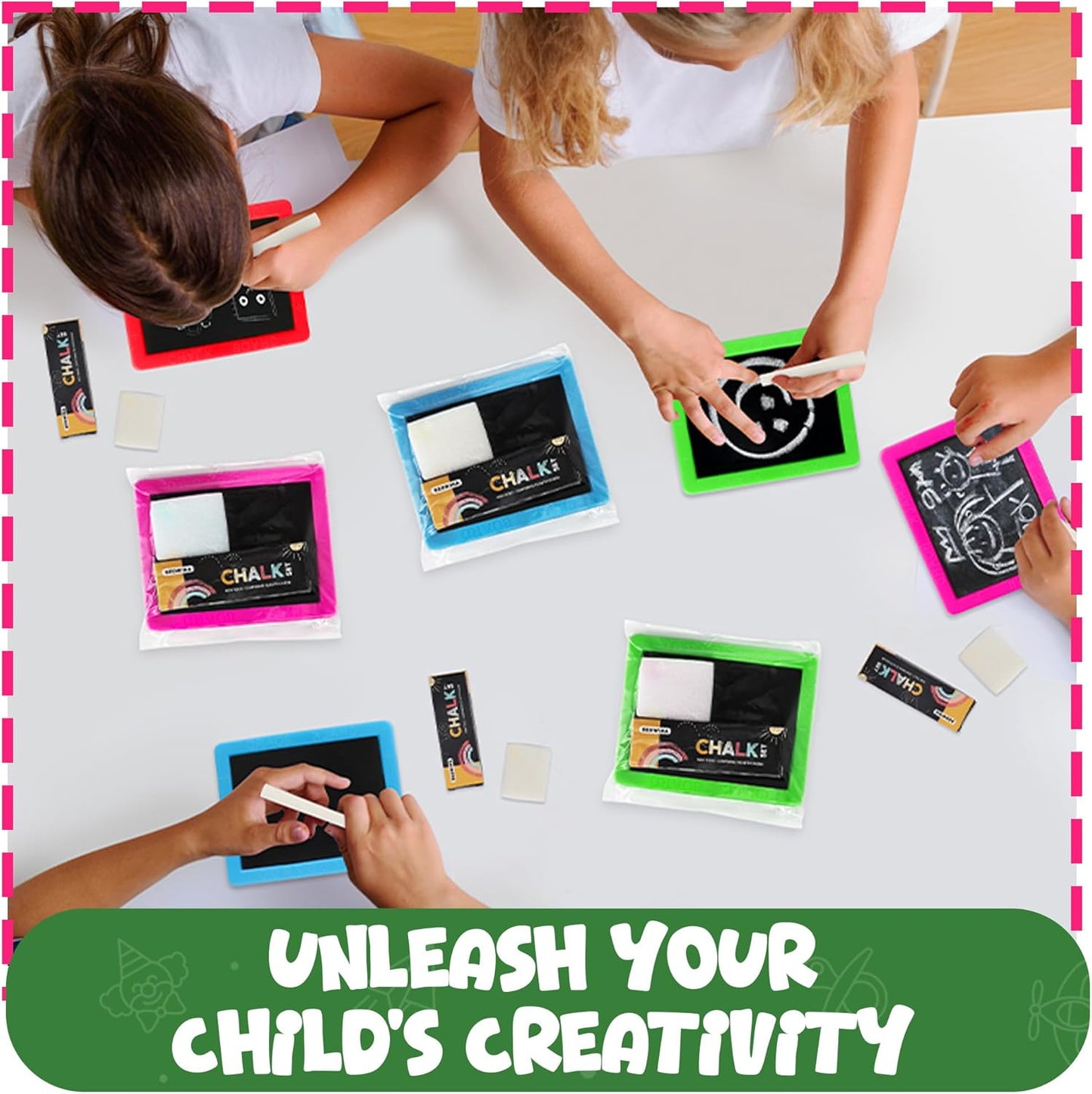 Mini Chalkboard for Kids - Pack of 24 | Fun Birthday Party Favors with 2 Chalk Sticks & Eraser