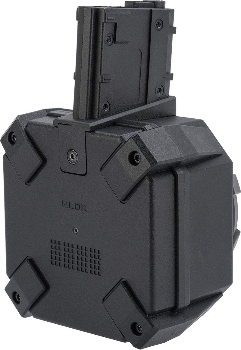 Evike Airsoft - Angel Custom 2000 Round Blok Firestorm AEG Airsoft Drum Flashmag (Color: Black / M4)