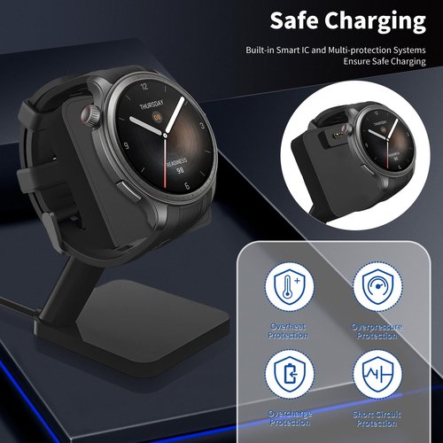 Charger Stand for Amazfit T-Rex Ultra 2/Active Max/T-rex 3 Pro/Balance/T-REX3,Magnetic Charging Cradle for Amazfit T-Rex Ultra 2/Active Max/T-rex 3 Pro/Balance/T-REX3 Charge Station Base