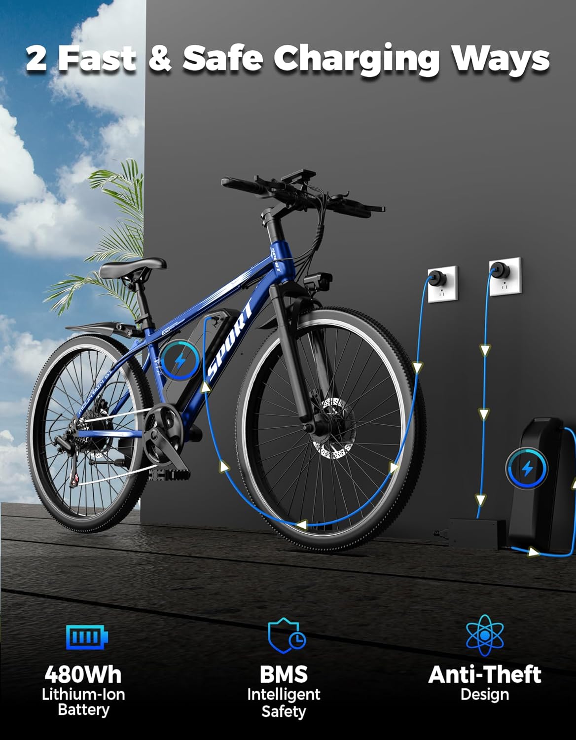 Misodo Electric Bike - 1500W Peak Mountain Ebike with 25 MPH Speed | 65 Miles Range, 7 Speeds, 48V 10Ah Battery, 26" Wheel