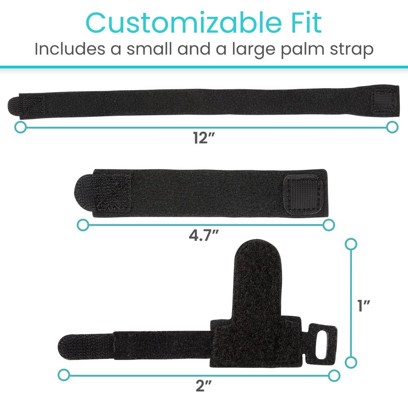 Vive Trigger Finger Splint Brace - Middle, Pinky, Pointer, Ring and Thumb Support - Palm Strap Included - Straighten Curved or Broken Fingers - Adjustable, Breathable Fit - Aluminum Pain Relief Guard
